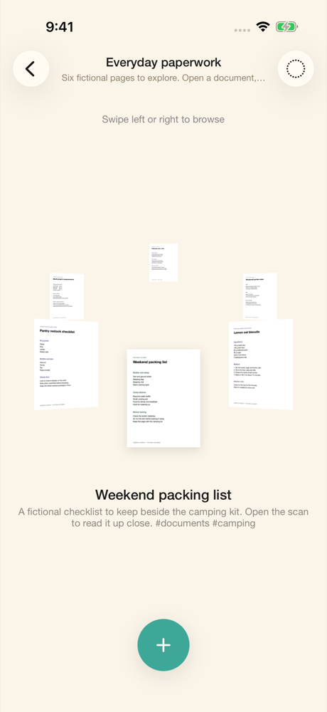 Six document examples arranged in Herespot’s Halo carousel