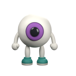 Herespot’s friendly eyeball mascot